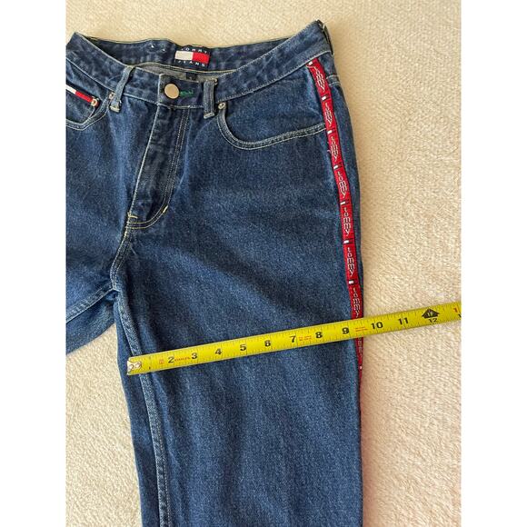 VTG Tommy Hilfinger Women's 70's Chic Logo Sides High Rise Boot Cut Blue Jeans 5 - Picture 16 of 16